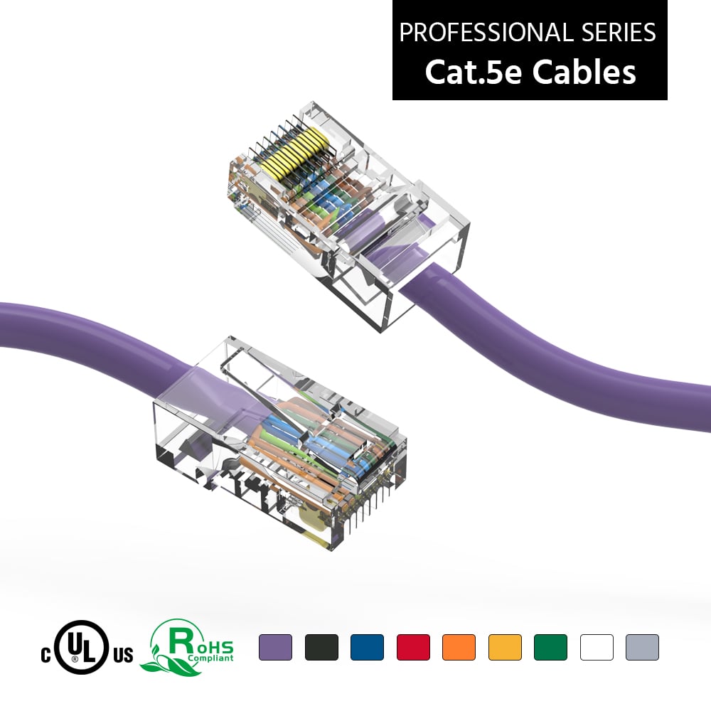 75Ft Cat5E UTP Ethernet Network Non Booted Cable Purple