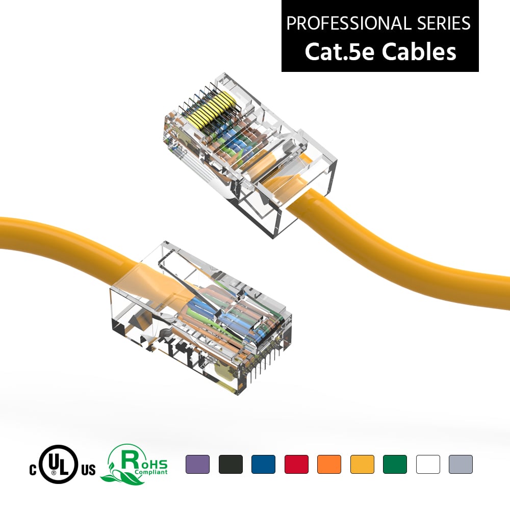 75Ft Cat5E UTP Ethernet Network Non Booted Cable Yellow