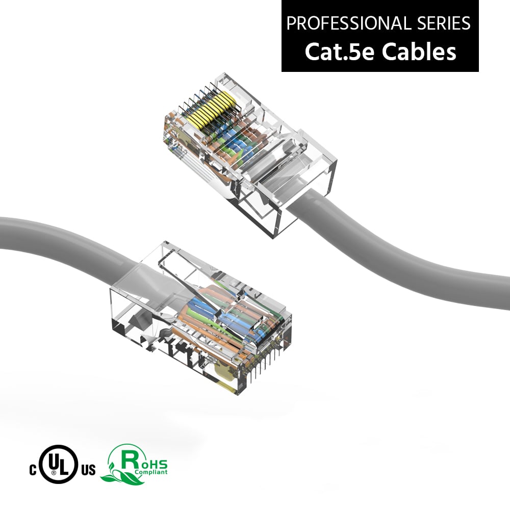20Ft Cat.5E CMR Non-Boot Patch Cable Gray