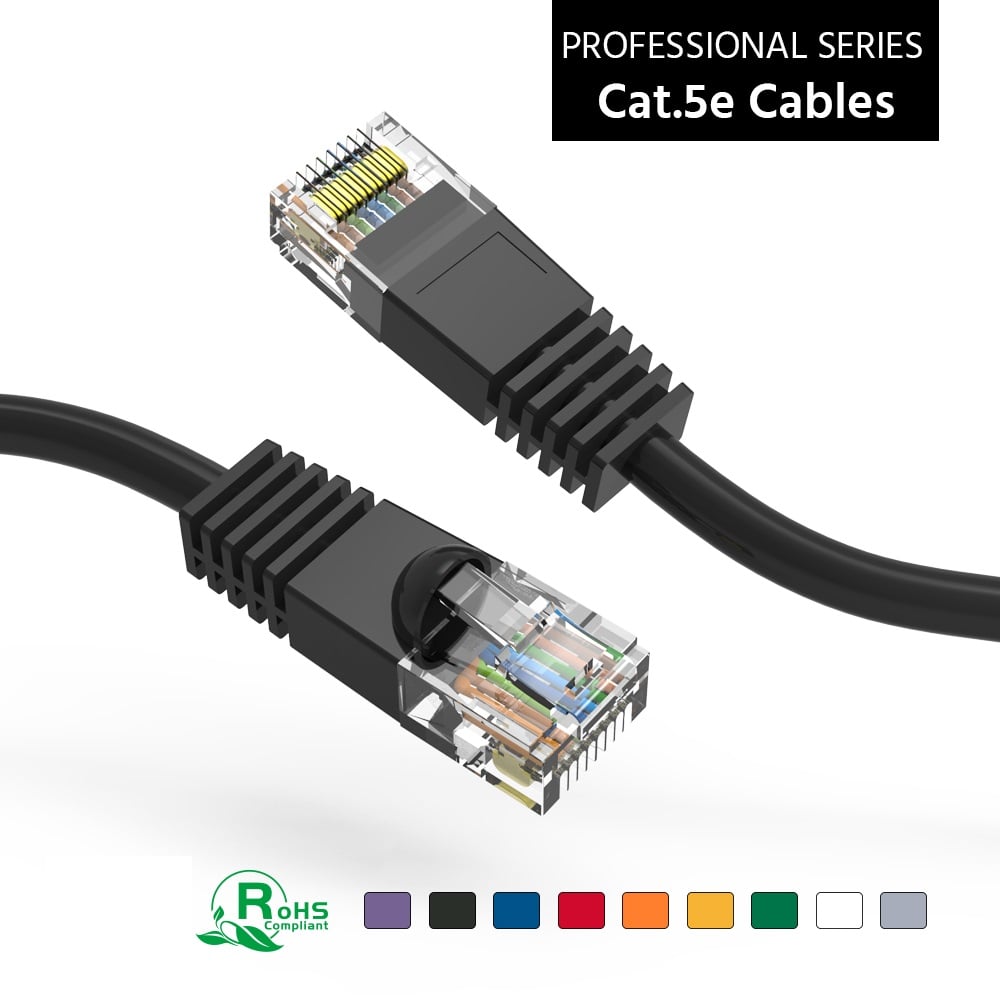 4Ft Cat5E UTP Ethernet Network Booted Cable Black