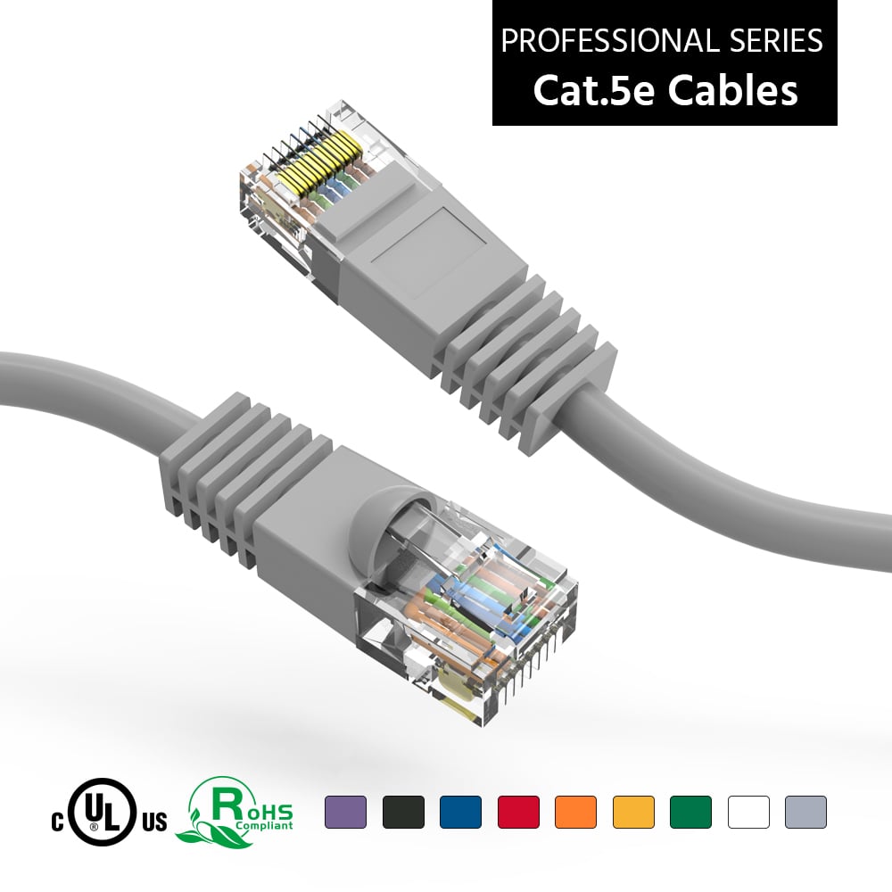 4Ft Cat5E UTP Ethernet Network Booted Cable Gray