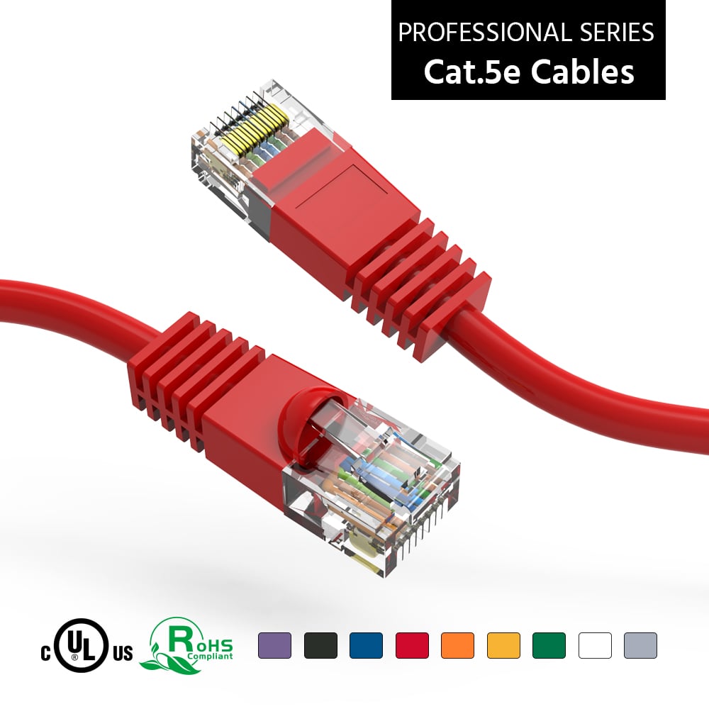 4Ft Cat5E UTP Ethernet Network Booted Cable Red