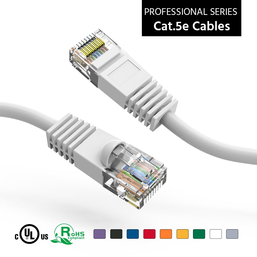 4Ft Cat5E UTP Ethernet Network Booted Cable White
