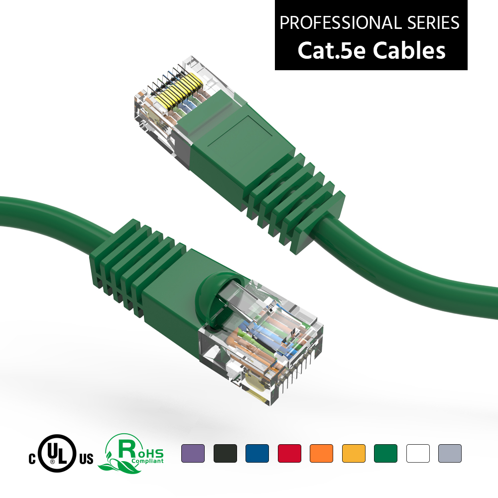 2Ft Cat5E UTP Ethernet Network Booted Cable Green