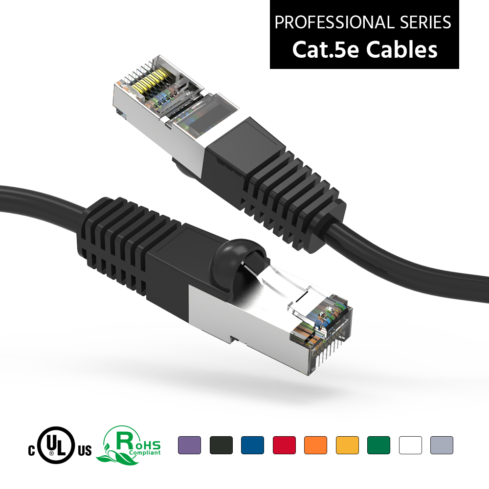 4Ft Cat5E Shielded (FTP) Ethernet Network Booted Cable Black