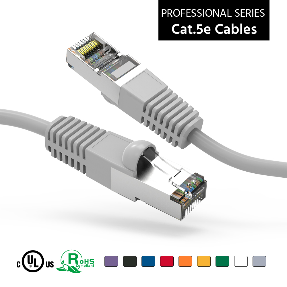 4Ft Cat5E Shielded (FTP) Ethernet Network Booted Cable Gray