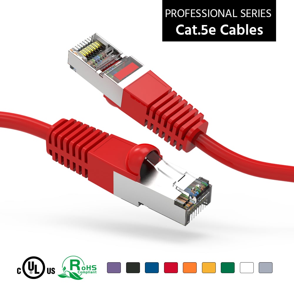 4Ft Cat5E Shielded (FTP) Ethernet Network Booted Cable Red