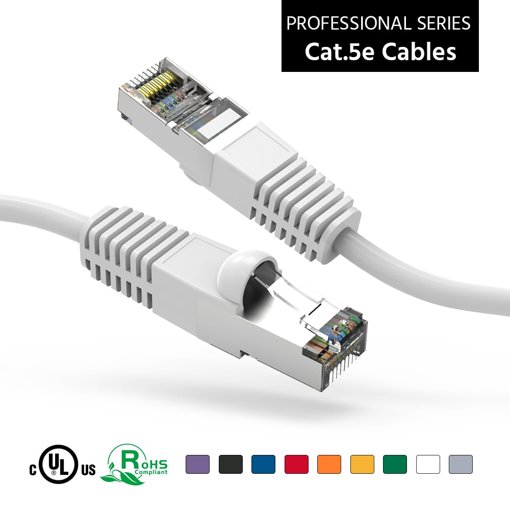 4Ft Cat5E Shielded (FTP) Ethernet Network Booted Cable White