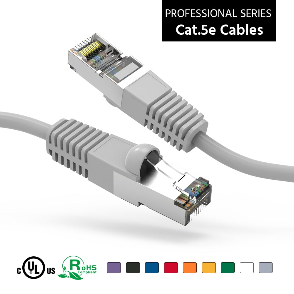 1Ft Cat5E Shielded (FTP) Ethernet Network Booted Cable Gray