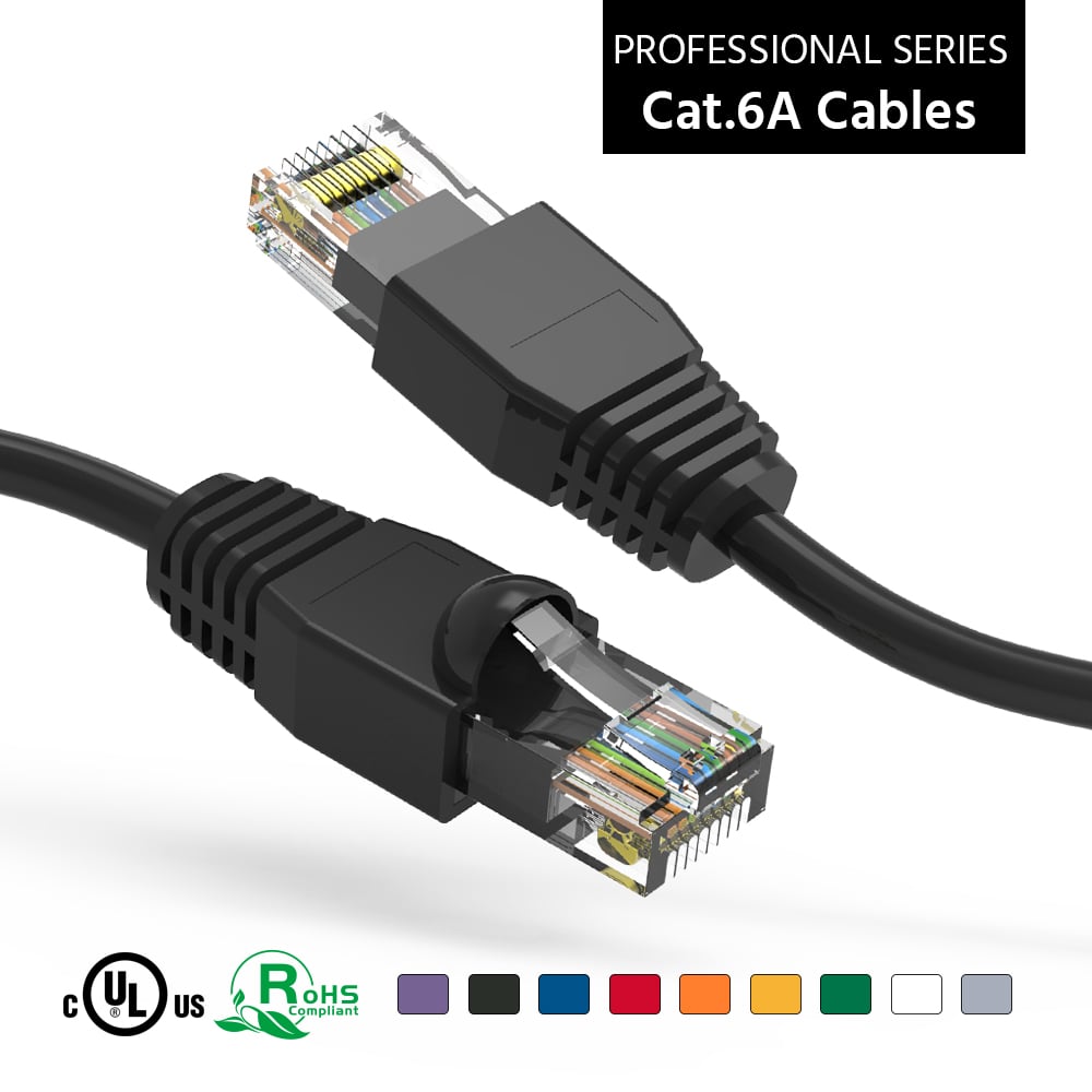 1Ft Cat6A UTP Ethernet Network Booted Cable Black