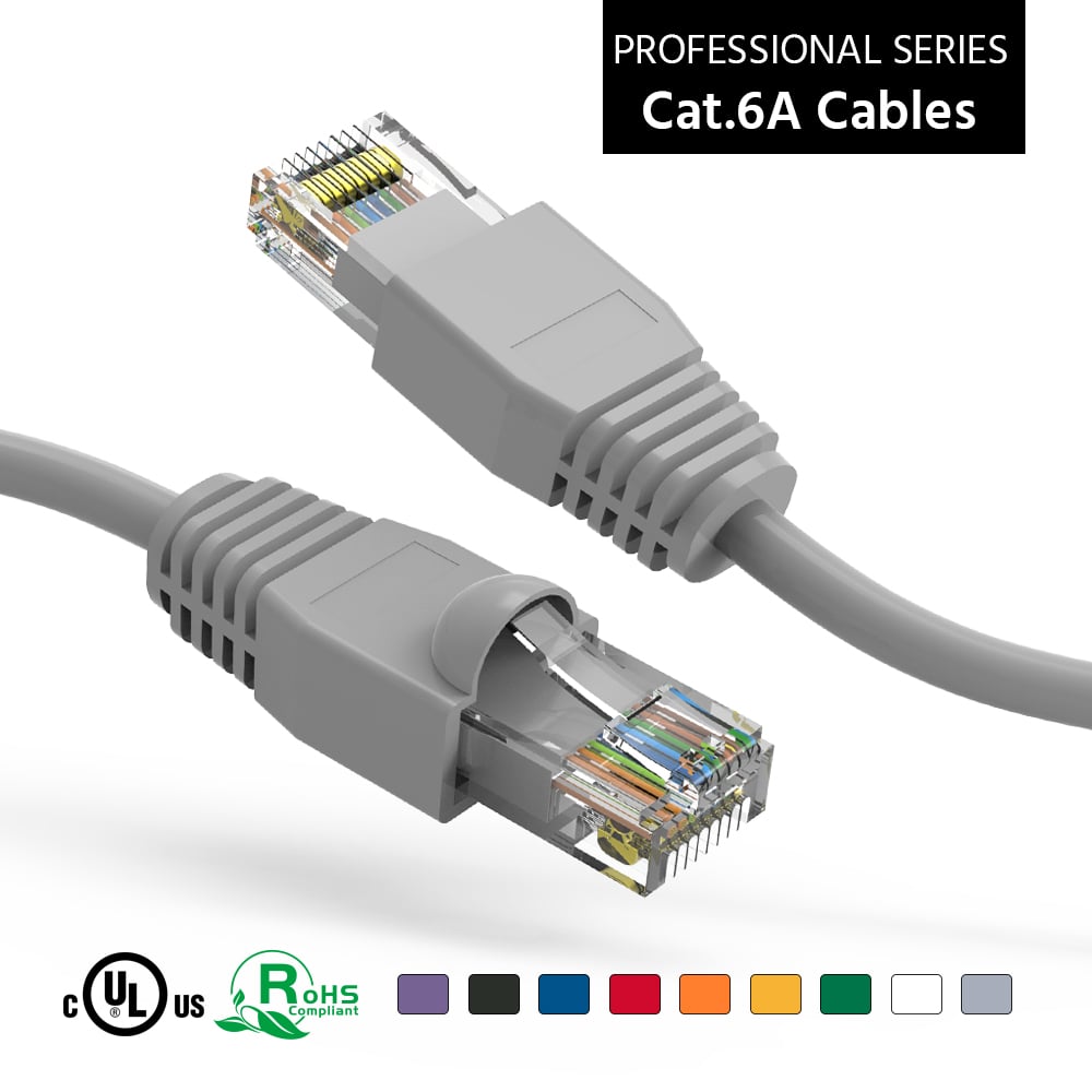 1Ft Cat6A UTP Ethernet Network Booted Cable Gray