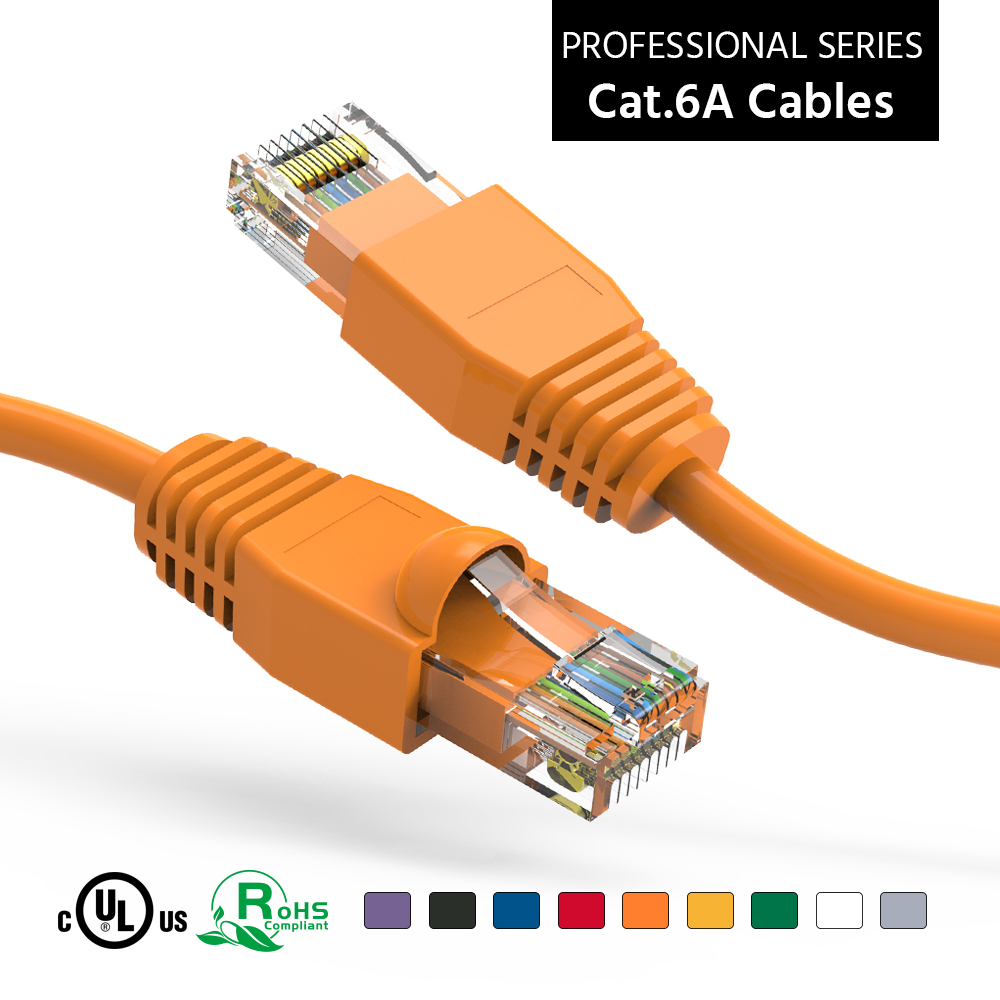 1Ft Cat6A UTP Ethernet Network Booted Cable Orange