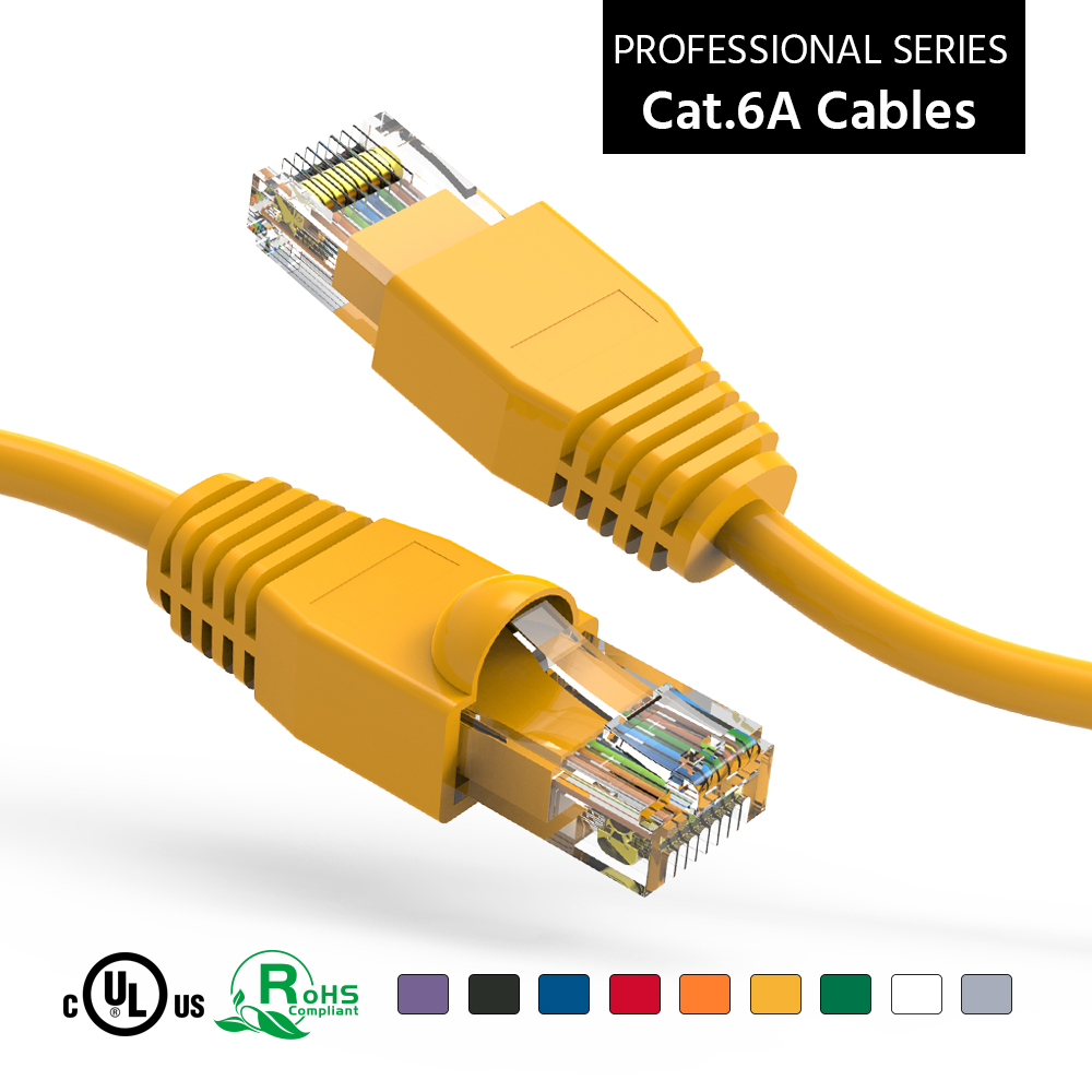 1Ft Cat6A UTP Ethernet Network Booted Cable Yellow