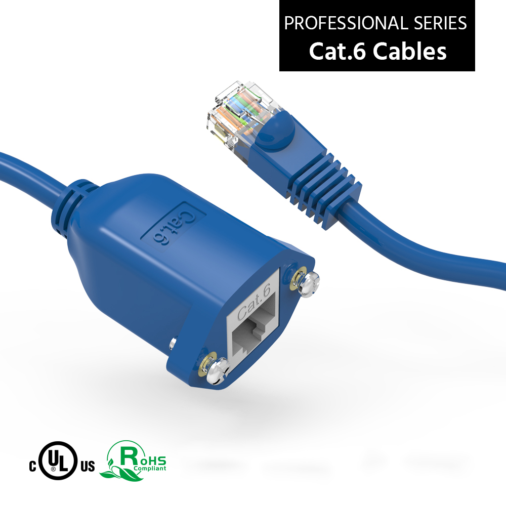 25Ft Panel-Mount Cat.6 Ethernet Cable Blue