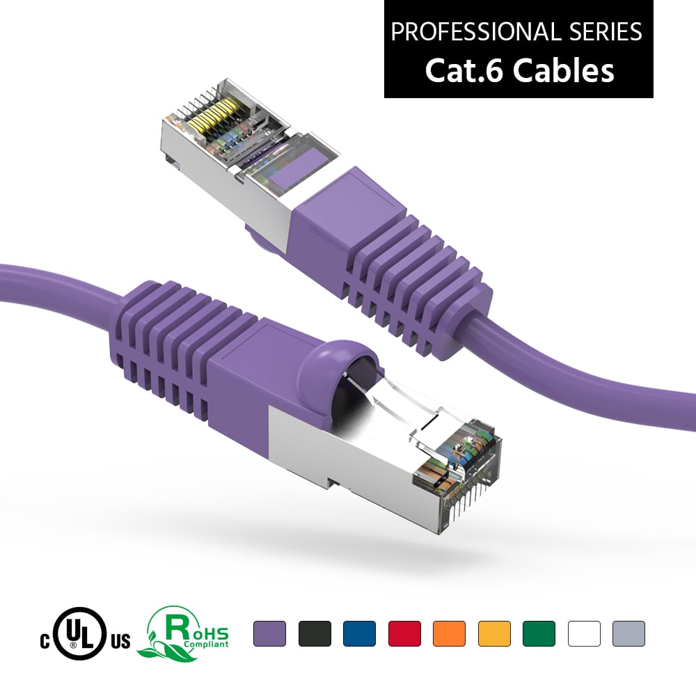 4Ft Cat6 Shielded (SSTP) Ethernet Network Booted Cable Purple