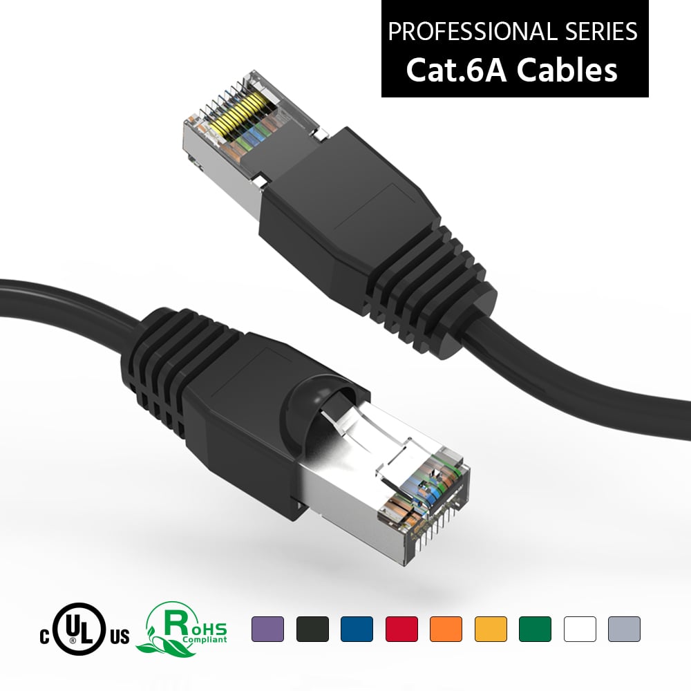 1Ft Cat6A Shielded (SSTP) Ethernet Network Booted Cable Black