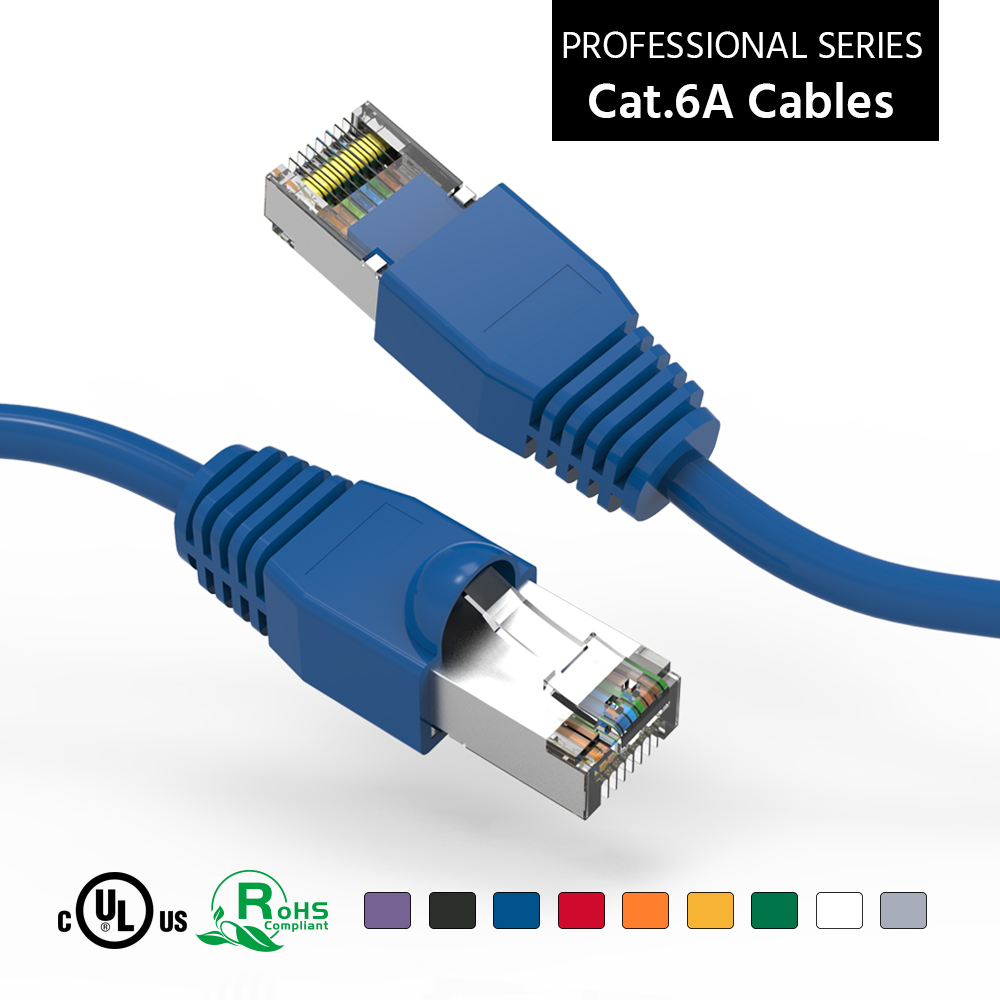 2Ft Cat6A Shielded (SSTP) Ethernet Network Booted Cable Blue