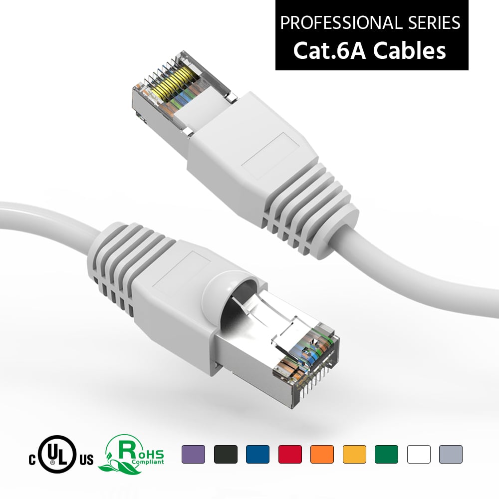 3Ft Cat6A Shielded (SSTP) Ethernet Network Booted Cable White