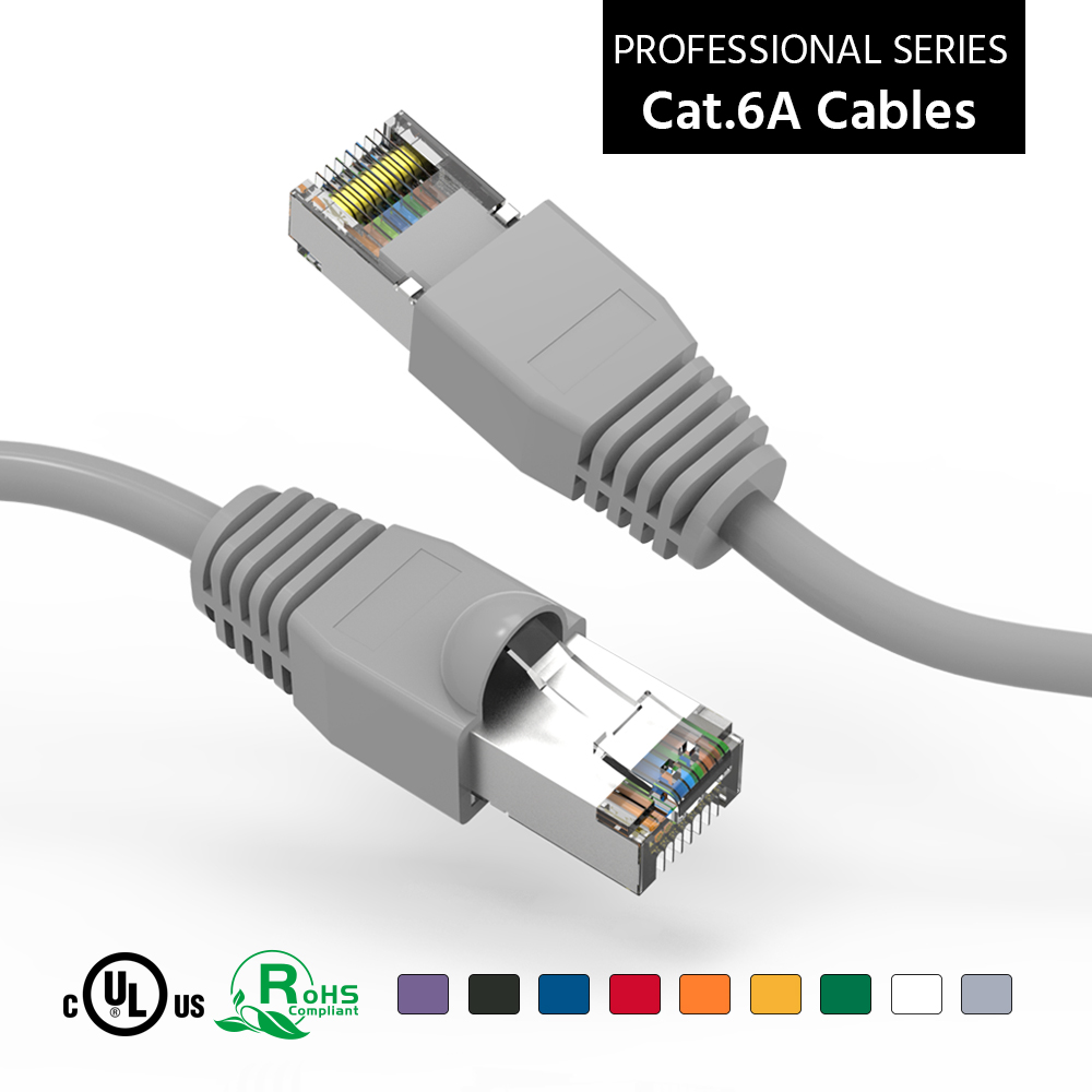 4Ft Cat6A Shielded (SSTP) Ethernet Network Booted Cable Gray