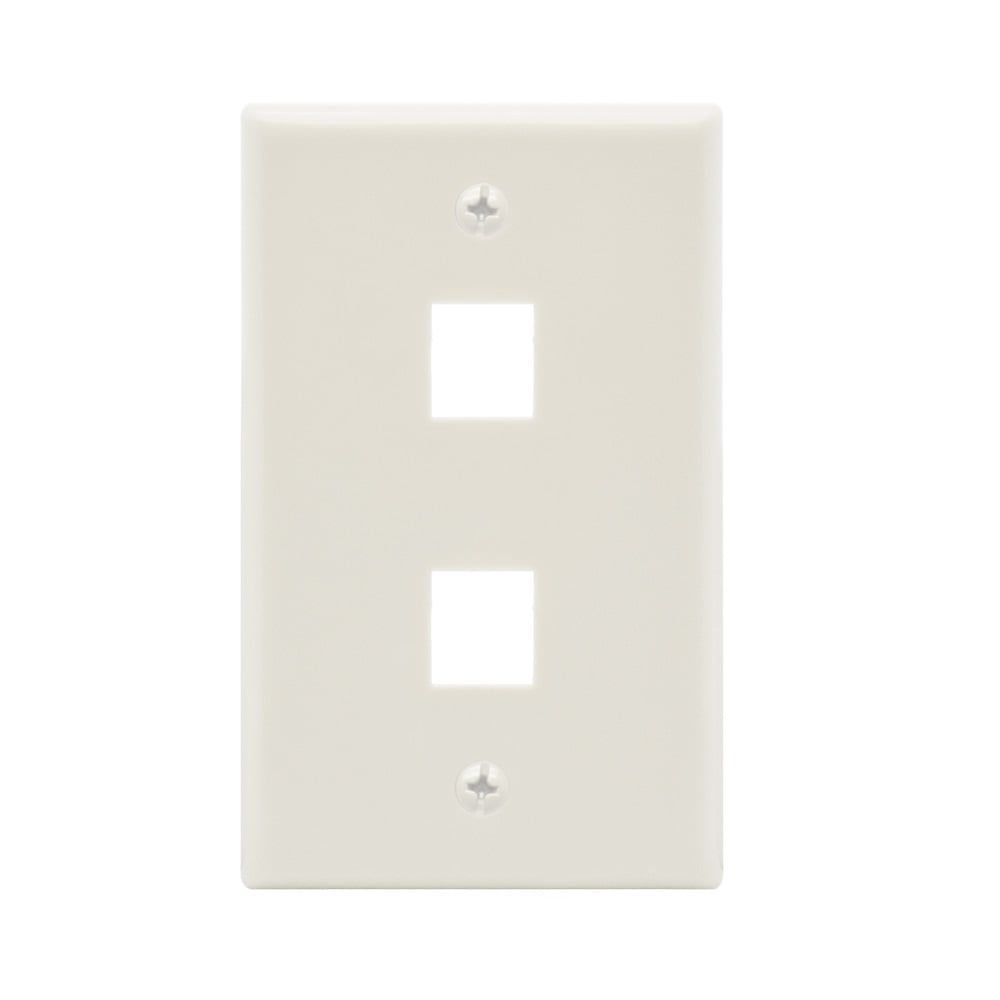 2Port Keystone Wallplate White Smooth Face