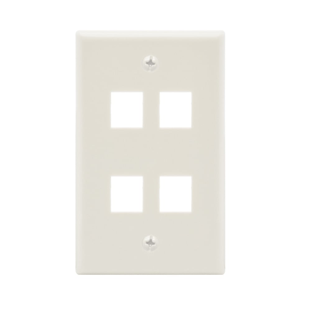 4Port Keystone Wallplate White Smooth Face