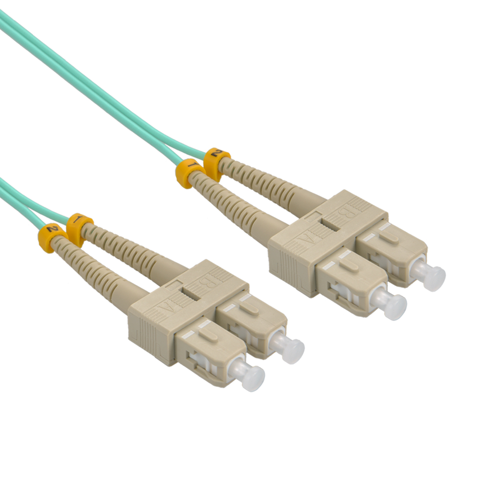 5m SC/UPC-SC/UPC OM3 Multimode Duplex OFNR 2.0mm Aqua Fiber Optic Patch Cable