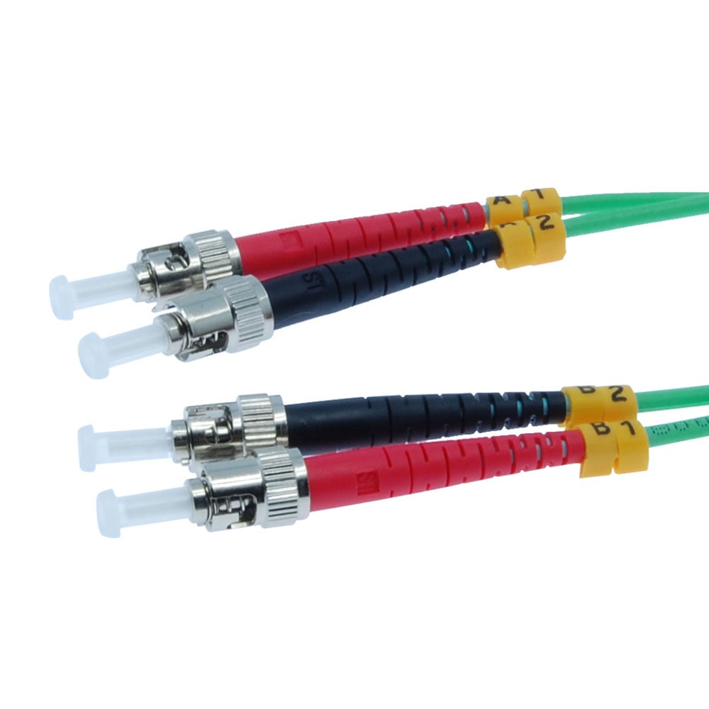 2m ST/UPC ST/UPC OM3 Multimode Duplex OFNR 2.0mm Aqua Fiber Optic Patch Cable