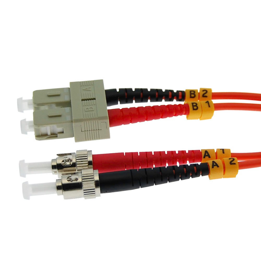 10m ST/UPC-SC/UPC OM1 Multimode Duplex Fiber Optic Patch Cable