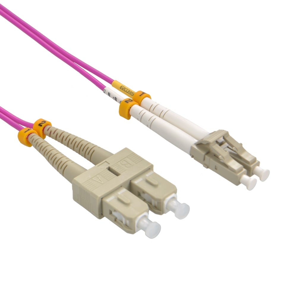2m LC/UPC SC/UPC OM4 Multimode Duplex Erika Violet Fiber Optic Patch Cable