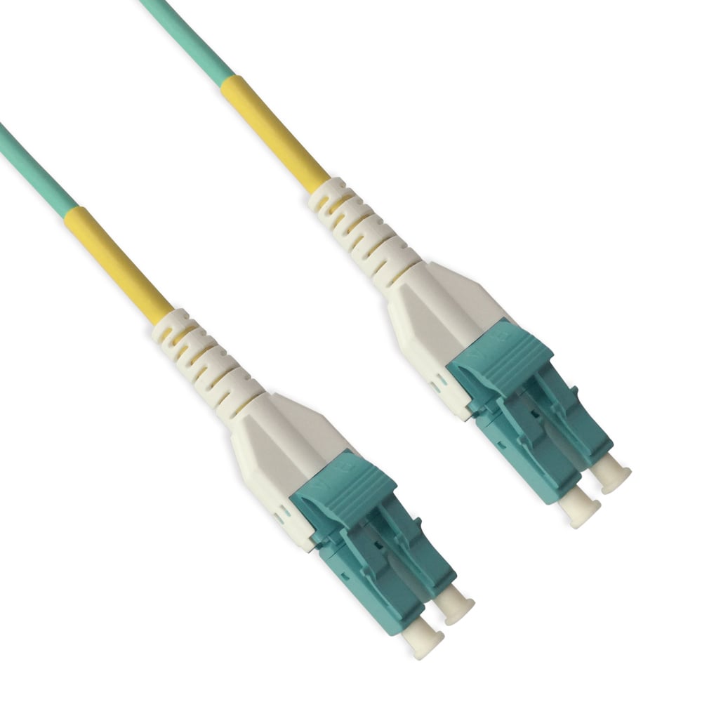2m Uniboot LC/UPC-LC/UPC OM3 Multimode Duplex Aqua Fiber Optic Patch Cable Standard