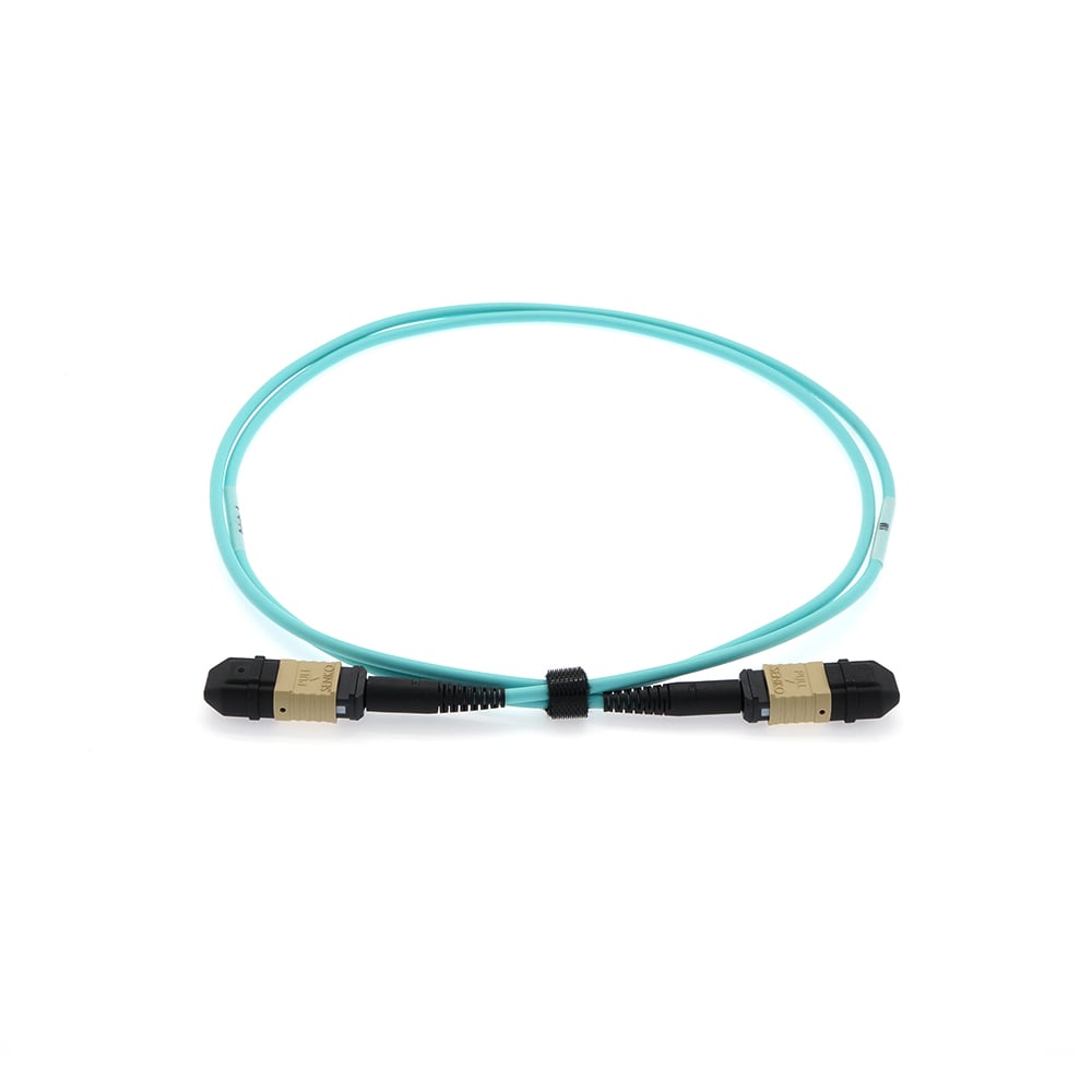 5m Senko MPO/UPC F/F 12-Fiber Type A OM3 Multimode Fiber Optic Cable Aqua