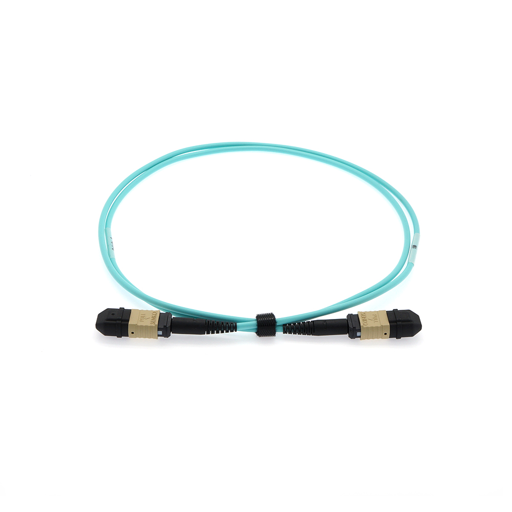 30m Senko MPO/UPC F/F 12-Fiber Type A OM3 Multimode Fiber Optic Cable Aqua