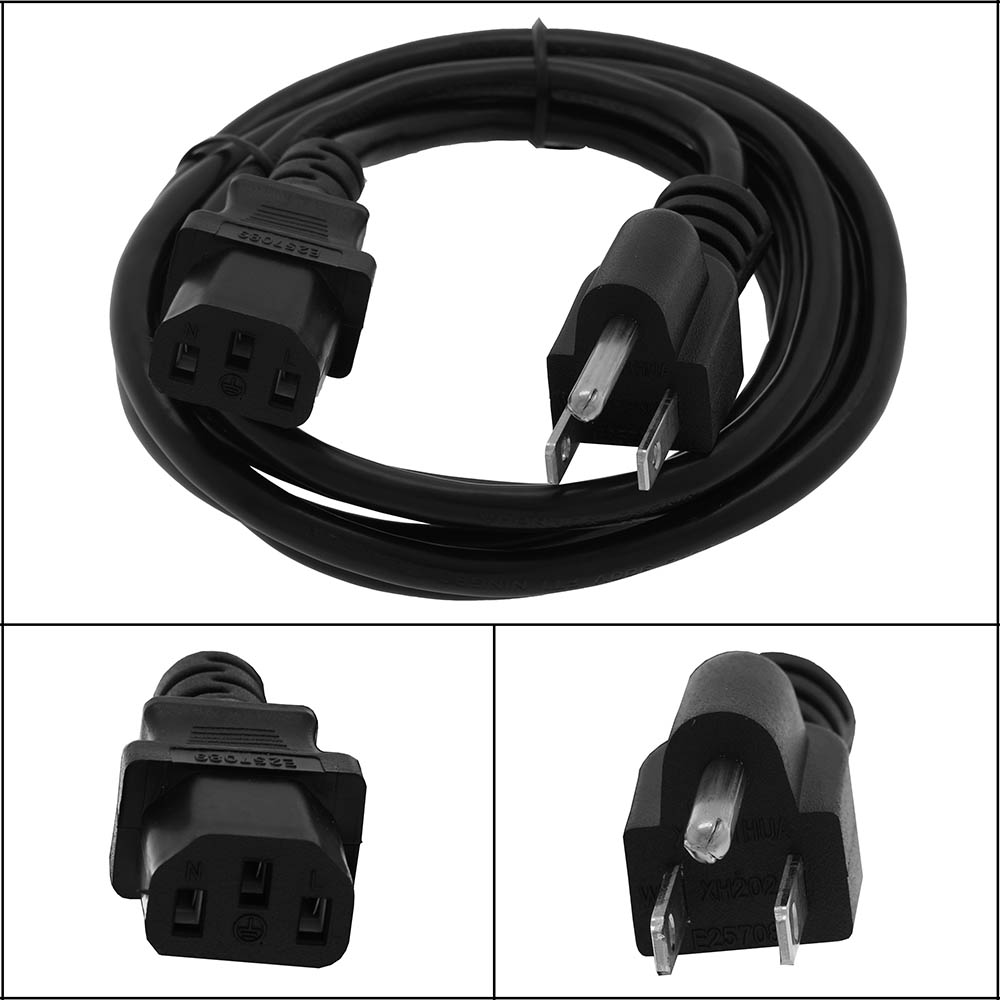 3Ft Computer Power Cord 5-15P to C13 Black SVT 18/3
