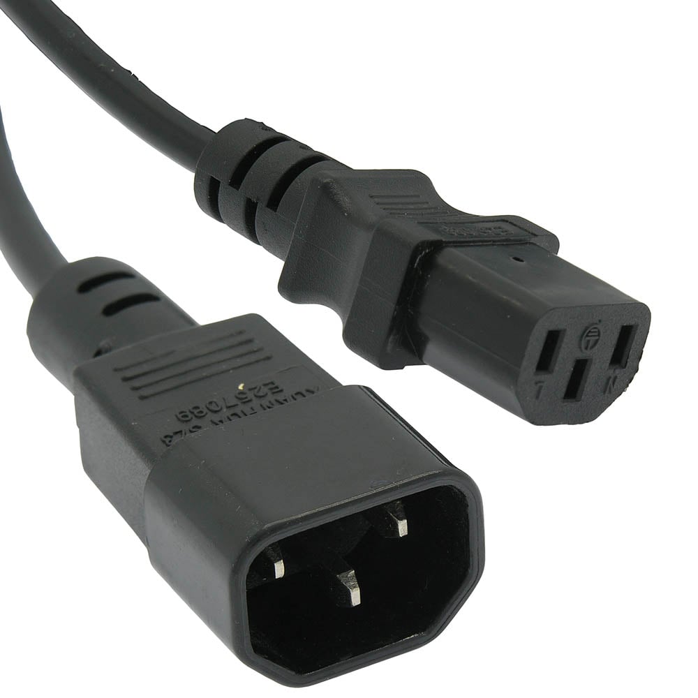 3Ft Power Extension Cord C13 to C14 Black /SVT 18/3