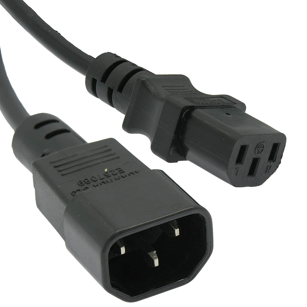 10Ft Power Extension Cord C13 to C14 Black /SVT 18/3