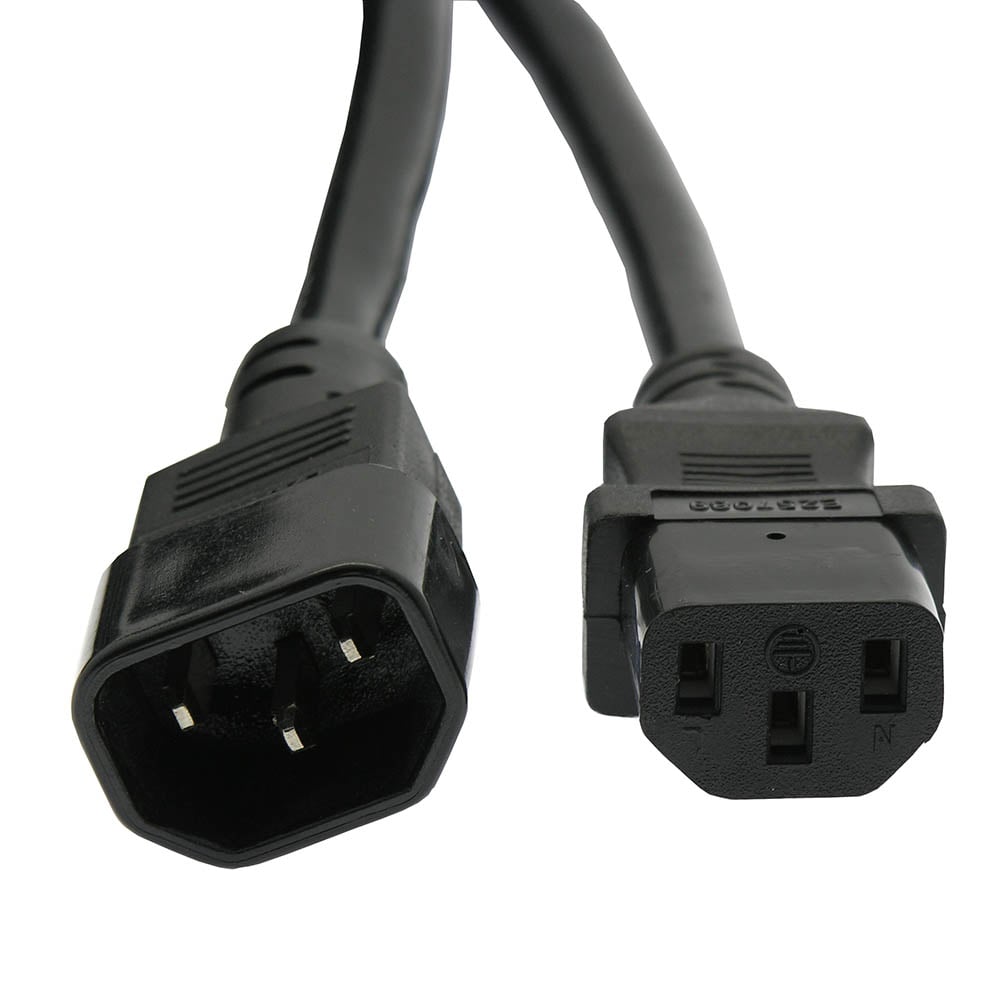 10Ft Power Extension Cord C13 to C14 Black /SJT 14/3