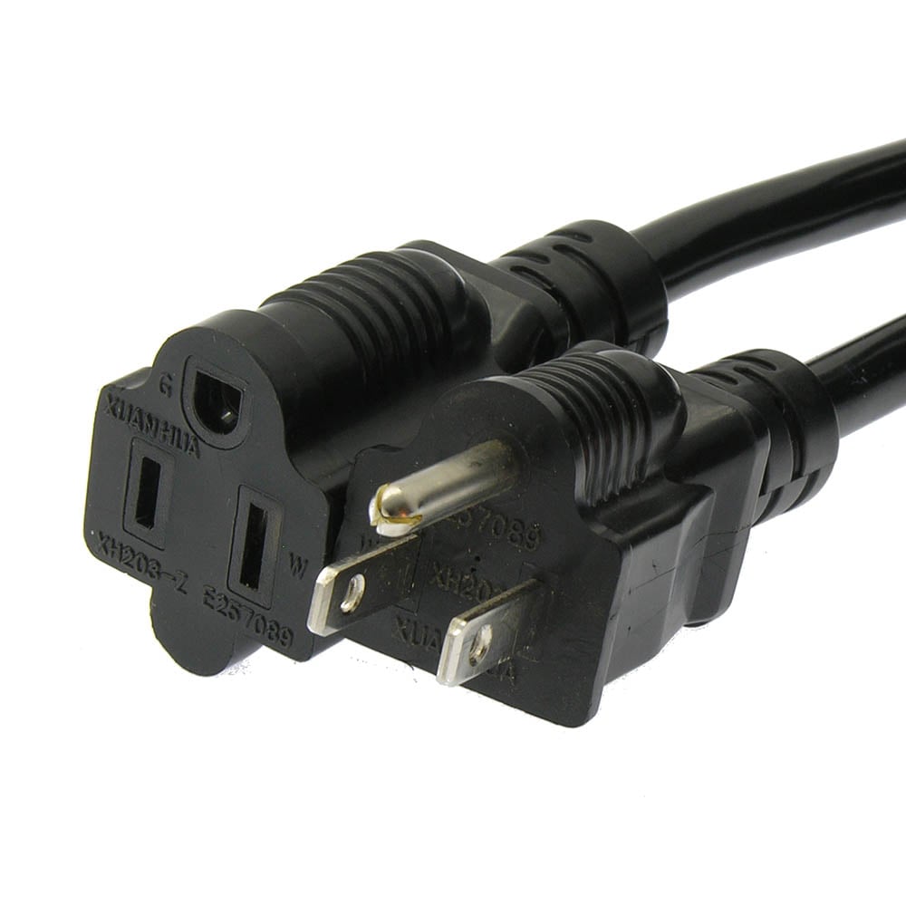 3Ft Power Cord 5-15P to 5-15R Black / SJT 16/3