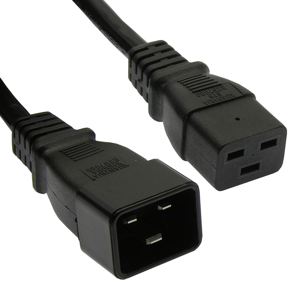 2Ft Power Cord C19 to C20 Black/ SJT 14/3