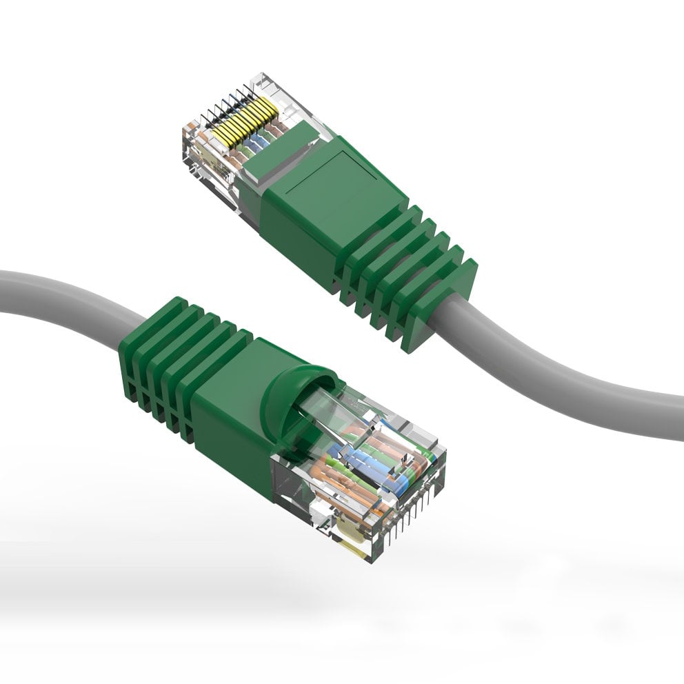 5Ft Cat.5e Crossover Cable Gray Wire/Green Boot