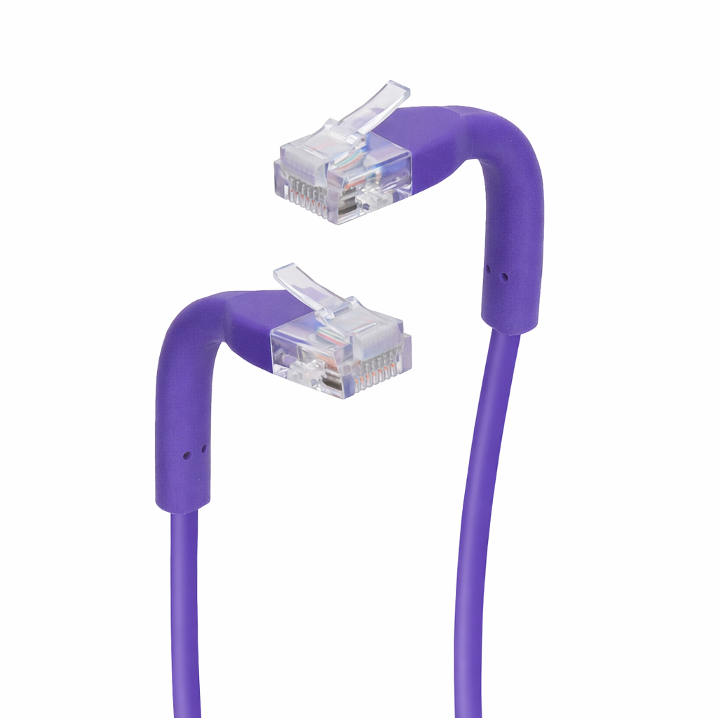 0.75Ft Cat6A UTP Bendable Slim Ethernet Network Cable 28AWG Purple