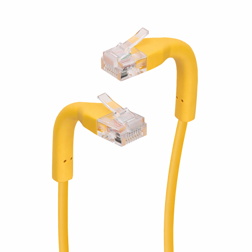 0.75Ft Cat6A UTP Bendable Slim Ethernet Network Cable 28AWG Yellow