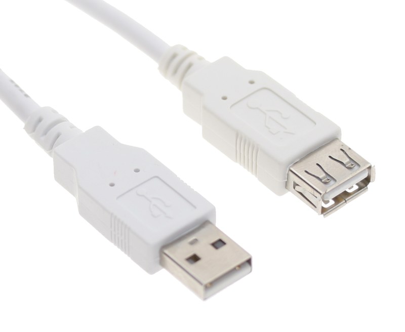 White 1ft. USB A to A Extension Cable  USB 2.0 High Speed Rated 28/24AWG